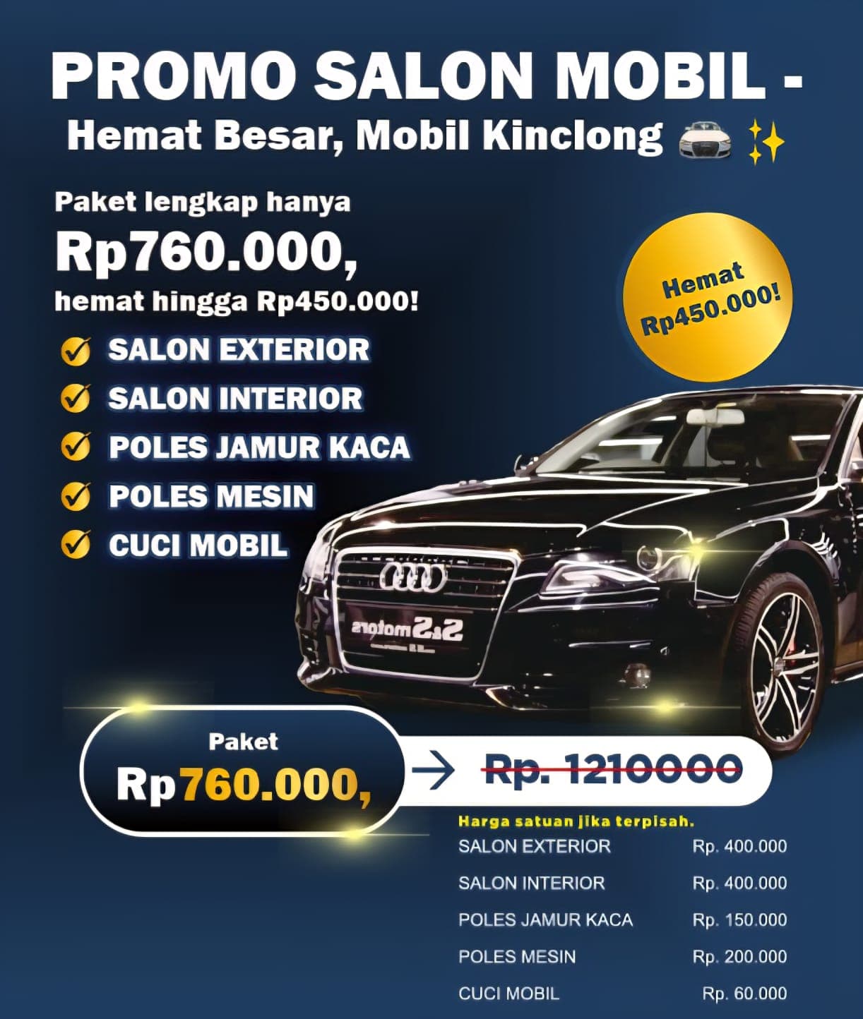 Promo Salon Mobil Komplit Cirebon: Hemat 450 Ribu